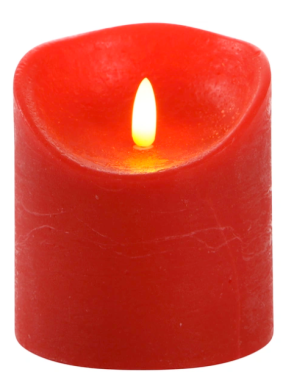 CASAYA LED Kerze, 3D Rustic FLAME,  Ø 9 cm, rot, Timer, 10607